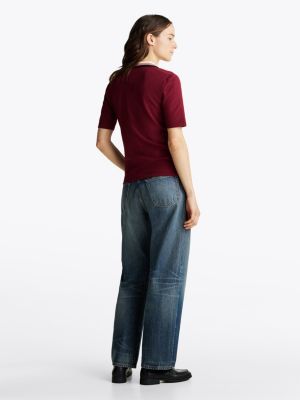 polo slim fit in piqué viola da donne tommy hilfiger