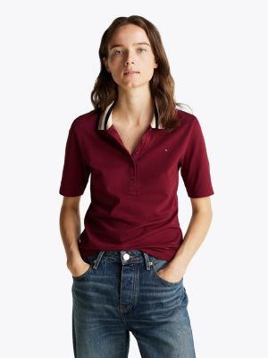 purple slim fit piqué polo voor dames - tommy hilfiger