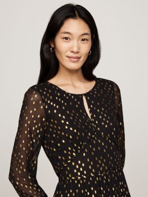 robe maxi à broderie métallisée noir pour femmes tommy hilfiger