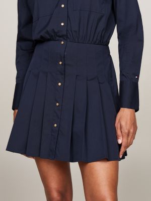 robe chemise courte plissée bleu pour femmes tommy hilfiger