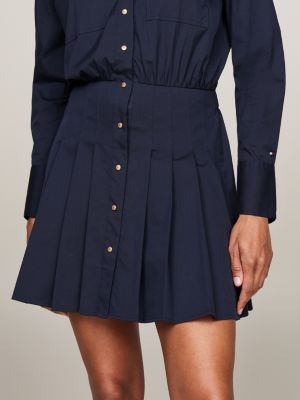 blue pleated mini shirt dress for women tommy hilfiger