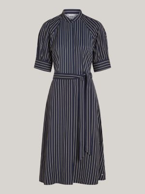 vestido camisero midi de rayas estilo cuerda negro de mujeres tommy hilfiger