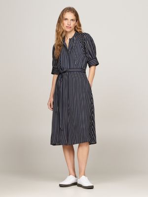 vestido camisero midi de rayas estilo cuerda black de mujeres tommy hilfiger