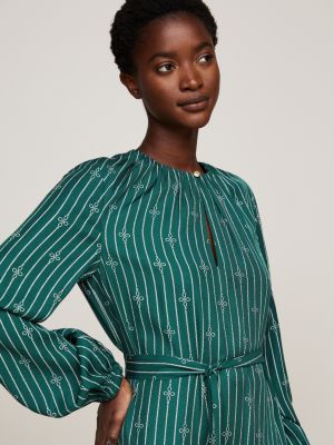 robe moulante évasée courte à fronces vert pour femmes tommy hilfiger