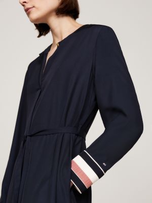 blue global stripe cuff relaxed midi dress for women tommy hilfiger