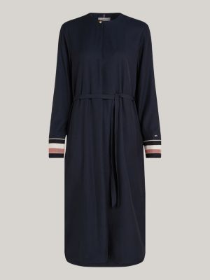 blue global stripe cuff relaxed midi dress for women tommy hilfiger