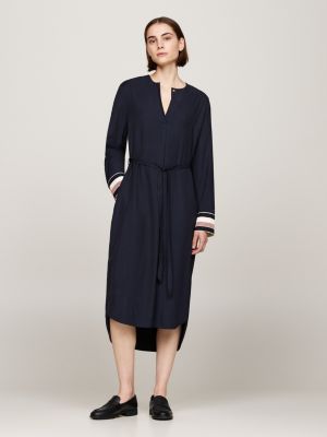 blue global stripe cuff relaxed midi dress for women tommy hilfiger