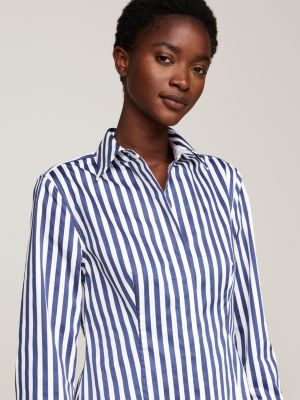 blue stripe skinny mini shirt dress for women tommy hilfiger