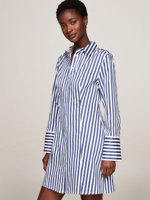 blue stripe skinny mini shirt dress for women tommy hilfiger