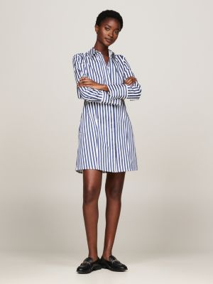 Striped off the shoulder shirt dress online