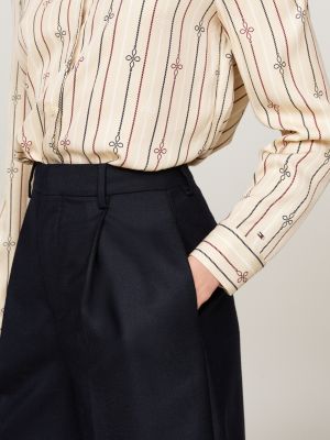 beige rope stripe regular fit shirt for women tommy hilfiger