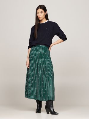 falda plisada de rayas estilo cuerda verde de mujeres tommy hilfiger