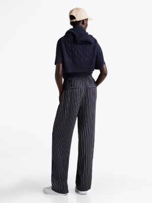 pantalon décontracté rayé bleu pour femmes tommy hilfiger