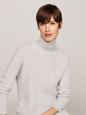 grijs relaxed midi-sweaterjurk van kasjmiermix voor dames - tommy hilfiger