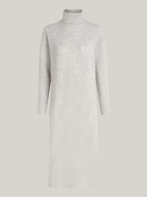 grey relaxed midi jumper dress with cashmere for women tommy hilfiger