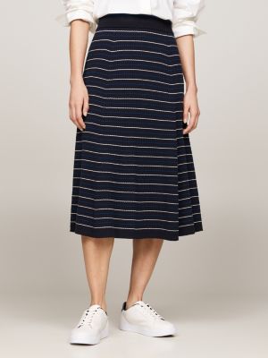 Gebreide A line midi rok met strepen Zwart Tommy Hilfiger