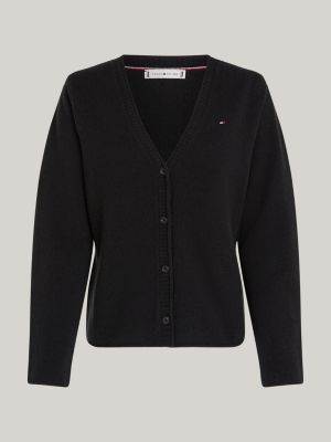 cardigan in pura lana con scollatura a v nero da donne tommy hilfiger