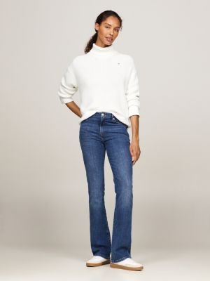 jersey de punto inglés con cuello vuelto amarillo de mujeres tommy hilfiger