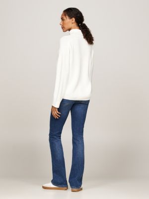 jersey de punto inglés con cuello vuelto amarillo de mujeres tommy hilfiger