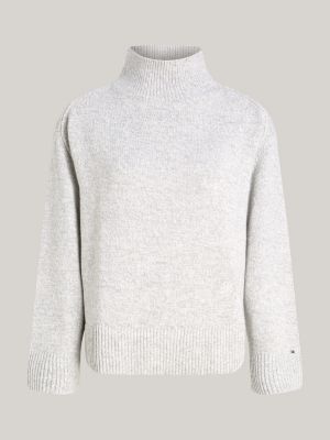 pullover a lupetto in misto lana grigio da donne tommy hilfiger