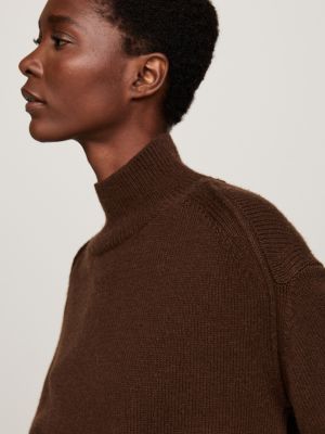 brown wool blend mock turtleneck jumper for women tommy hilfiger