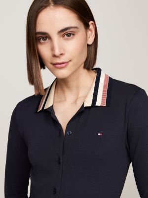 blue belted maxi slim polo dress for women tommy hilfiger