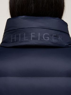 blue down relaxed funnel neck coat for women tommy hilfiger