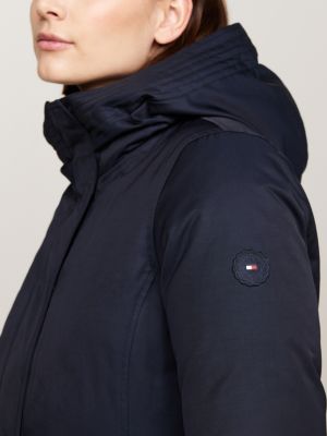 blue hooded padded parka for women tommy hilfiger