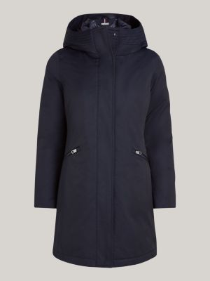 blue hooded padded parka for women tommy hilfiger