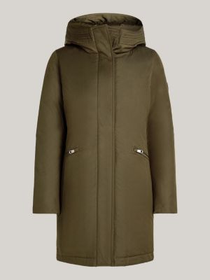 khaki wattierter parka mit kapuze für damen - tommy hilfiger