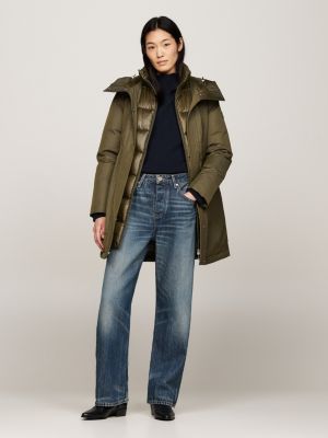 parka imbottito con cappuccio khaki da donne tommy hilfiger