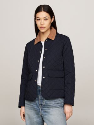 veste ajustée matelassée et déperlante bleu pour femmes tommy hilfiger