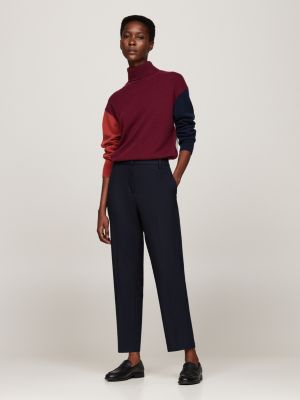 red colour-blocked jumper with cashmere for women tommy hilfiger