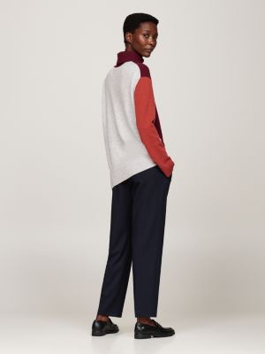 red colour-blocked jumper with cashmere for women tommy hilfiger