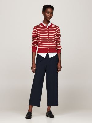 white stripe slim cardigan for women tommy hilfiger