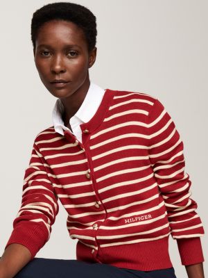 white stripe slim cardigan for women tommy hilfiger