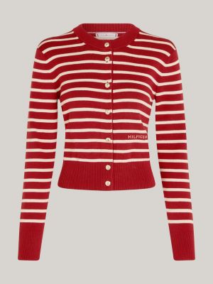 white stripe slim cardigan for women tommy hilfiger