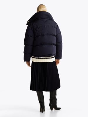 chaqueta oversize con relleno de plumón azul de mujeres tommy hilfiger