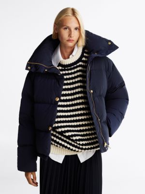 blau oversized fit daunenjacke für damen - tommy hilfiger