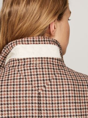 grey houndstooth check wool blend coat for women tommy hilfiger