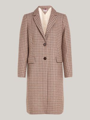 grey houndstooth check wool blend coat for women tommy hilfiger