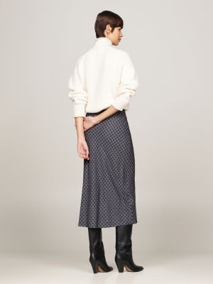 grey repeat logo print midi skirt for women tommy hilfiger