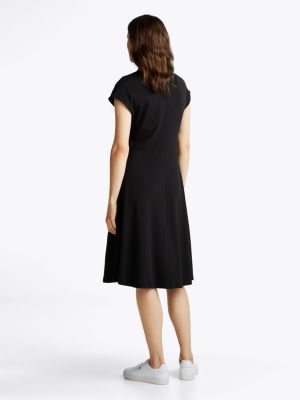 black mock turtleneck ribbed midi dress for women tommy hilfiger