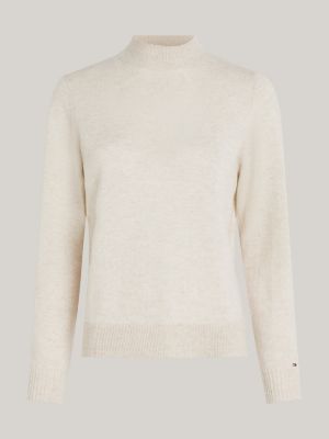 grey mock turtleneck pure cashmere jumper for women tommy hilfiger