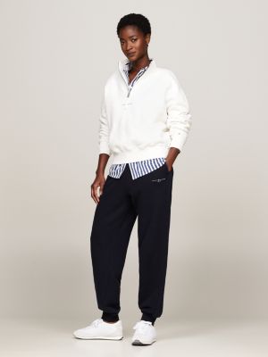 Relaxed fit trui met halve rits Wit Tommy Hilfiger