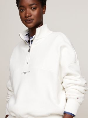 white half-zip relaxed sweatshirt for women tommy hilfiger