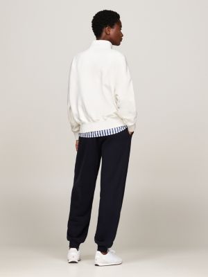 biały luźna bluza z zamkiem do połowy długości dla kobiety - tommy hilfiger
