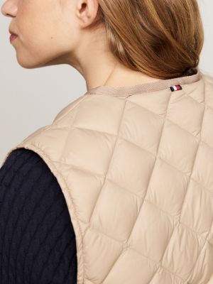 beige packable down quilted vest for women tommy hilfiger