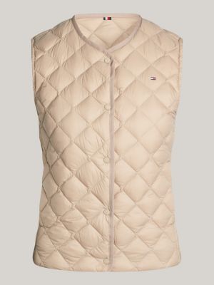 beige packable down quilted vest for women tommy hilfiger