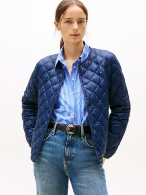 blue lightweight down water repellent jacket for women tommy hilfiger